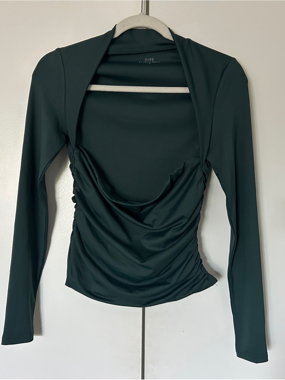 Hello Molly Dark Green Draped Long-Sleeve Top